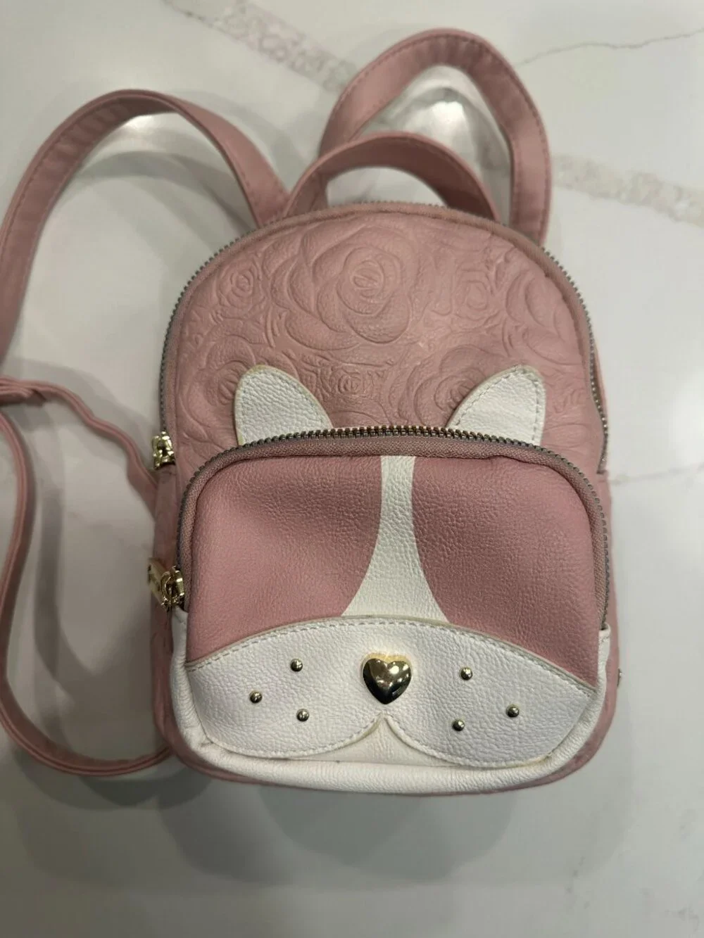 Betsey Johnson Frenchie Quilted Pink Mini Backpack